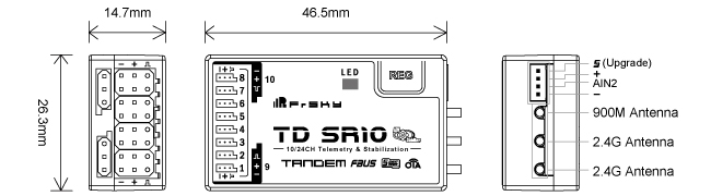 FrSky TD SR10 Dual 2.4Ghz & 868Mhz 10CH OTA (Estabilización)-11266