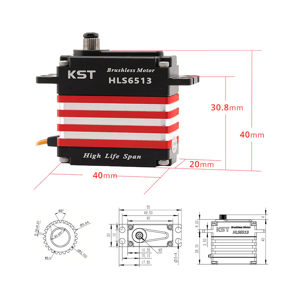 KST HLS6513 HV Brushless Coreless 20mm 75g 70kg