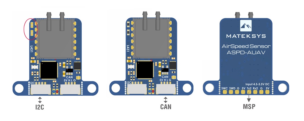 Sensor Digital de Velocidad Aire Matek ASPD AUAV CAN UAVCAN