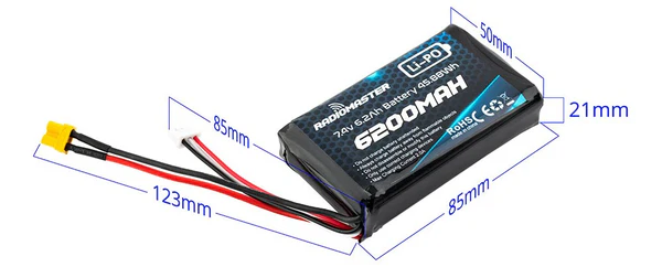 Batería LiPo RadioMaster 2s 7.4V 6200mAh 1C Emisora RC