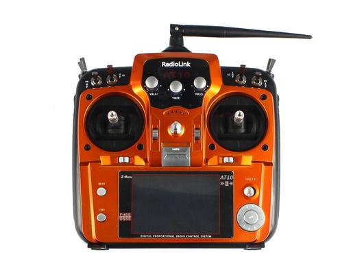 RadioLink AT10 II 2.4G 12CH Transmitter w/ R12DS  & Voltage sensor PRM-01 ( Versión 2019 - Range 4km) Orange