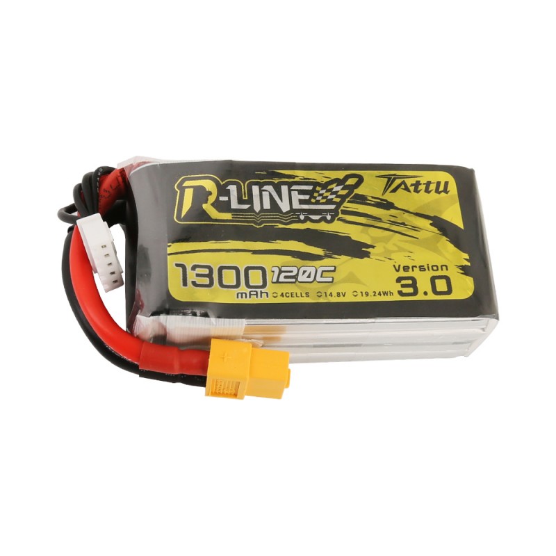 TATTU 1300mAh 4S 14.8V 120C Lipo Battery R-Line V3.0