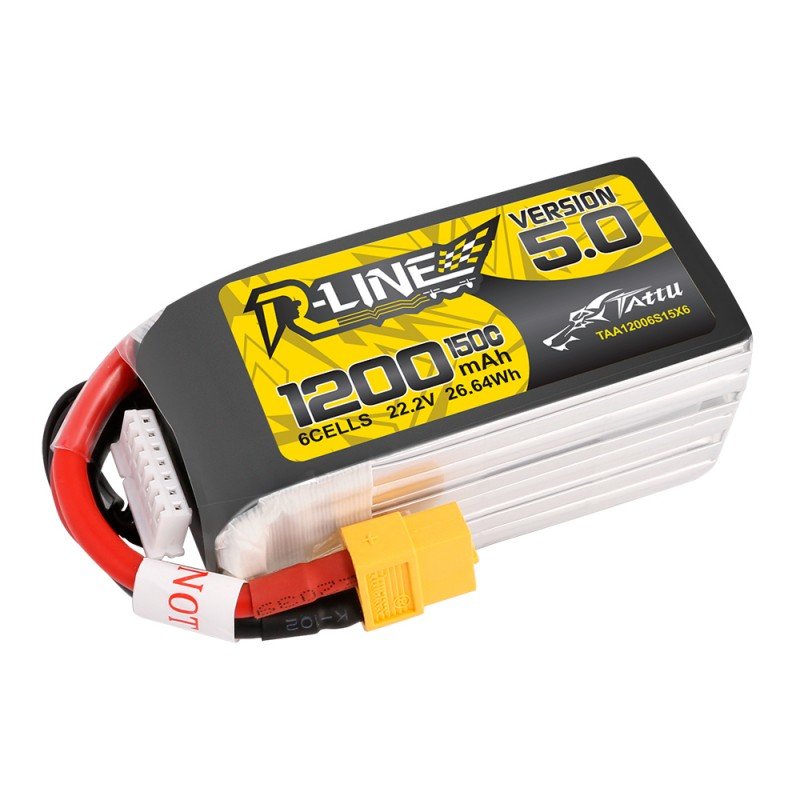 TATTU 1200mAh 6S 22.2V 150C Lipo Battery R-Line V5.0