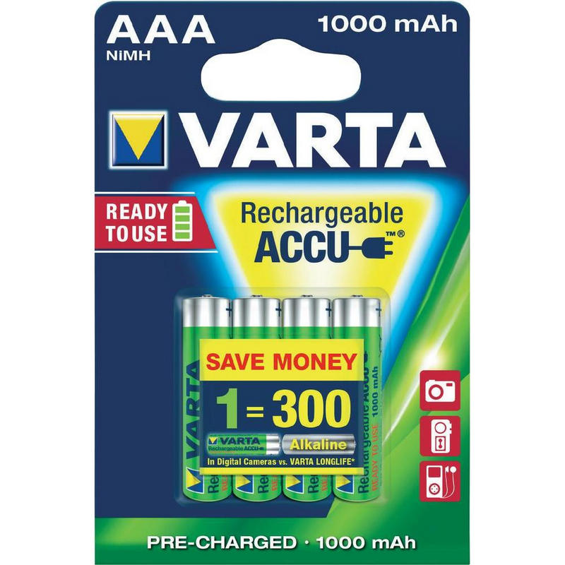 Baterías VARTA 1.2V 1000mAh AAA ( 4 Unidades )